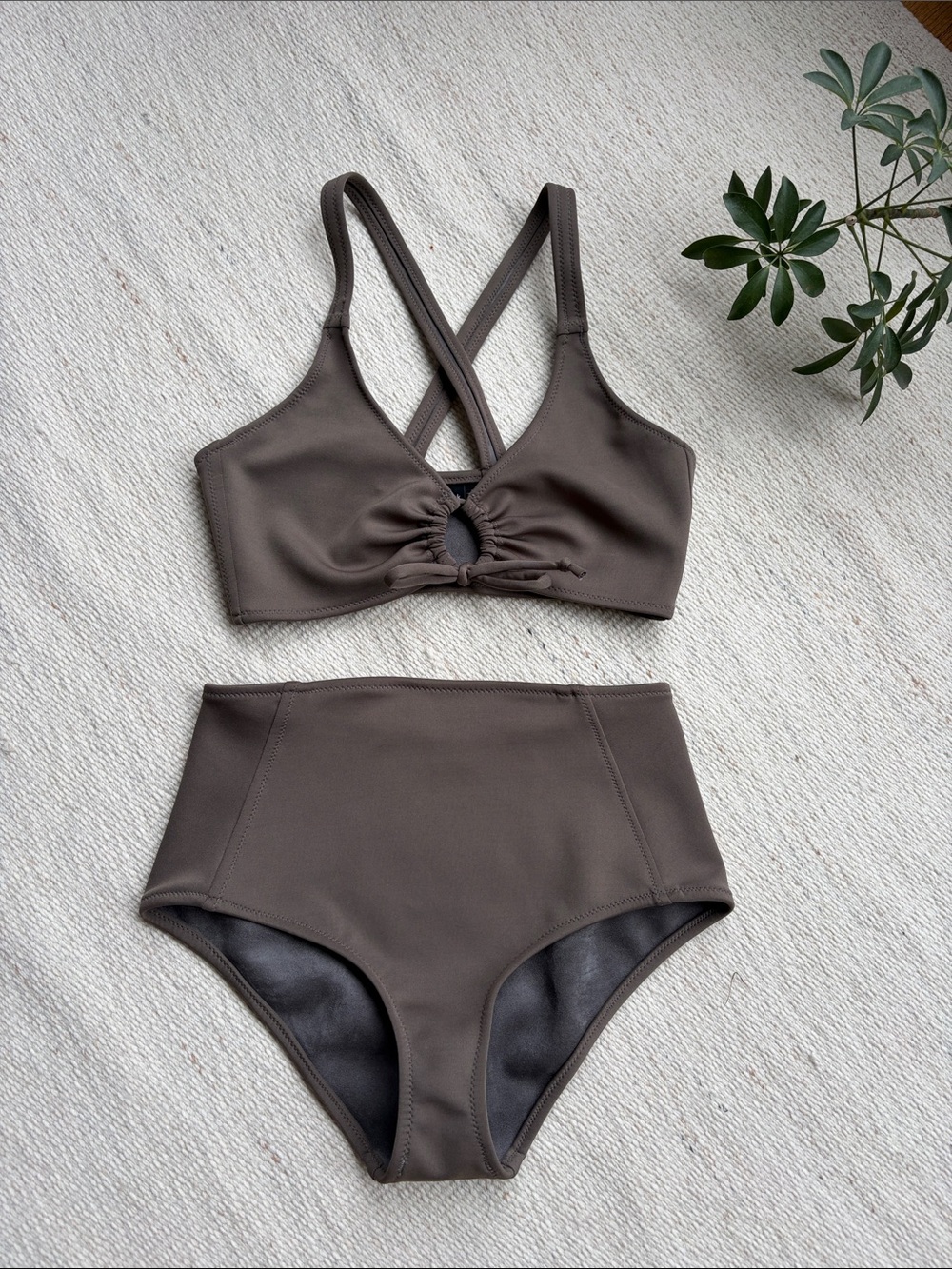 High-Waist Two-Piece Bikini Set in Driftwood by merrick maria